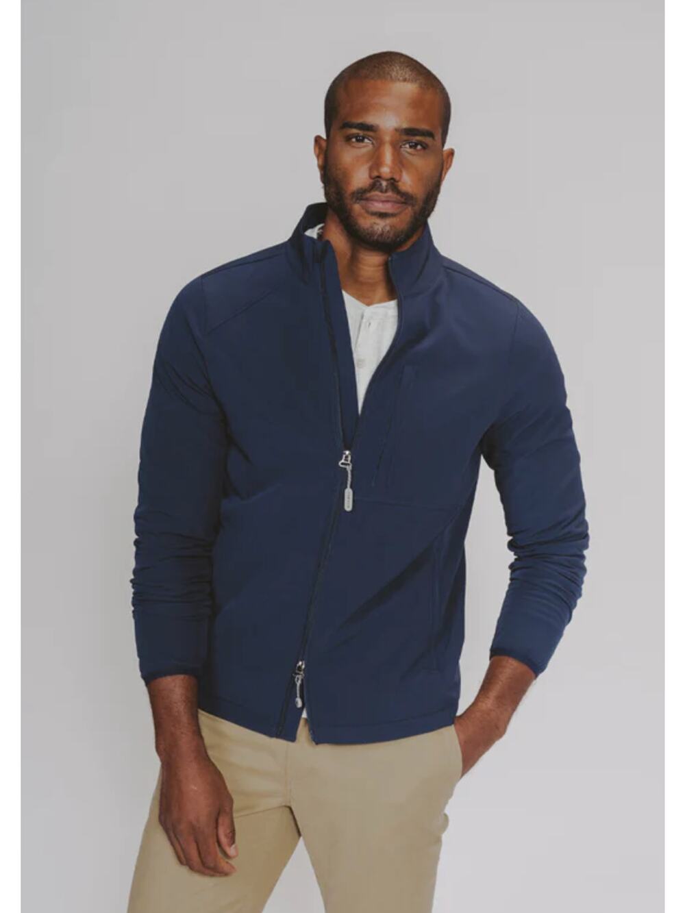 The Normal Brand 3 Season Soft-Shell Full Zip Jacket Mens Medium Navy Blue New